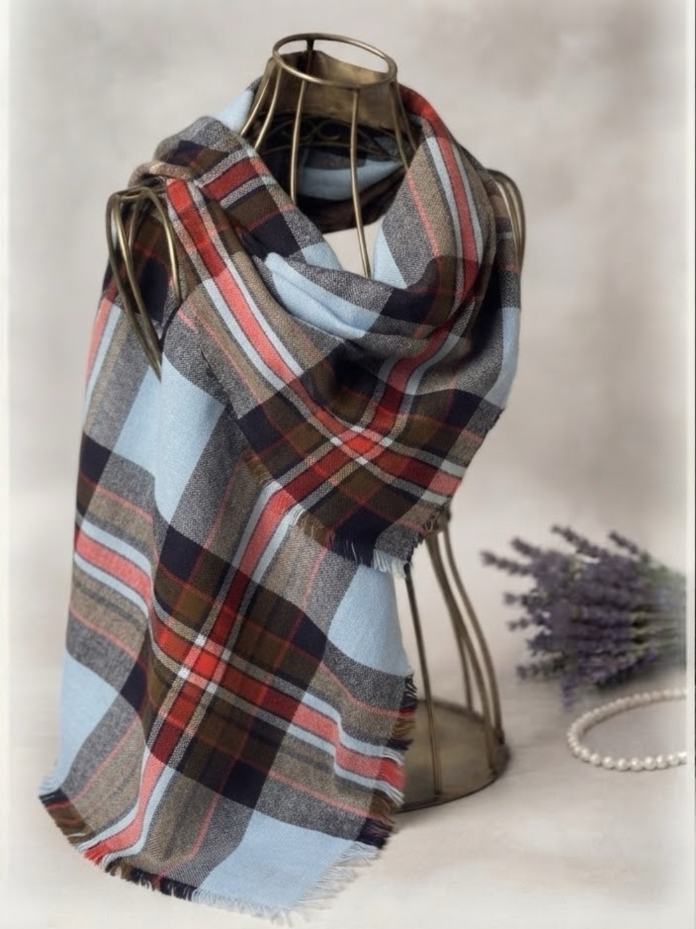 Vintage Martin Made in West Germany 100% Wool Plaid Scarf